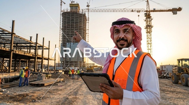 Arab Engineer at Construction Site in Saudi Arabia