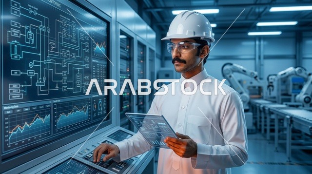 Saudi Engineer Operating Factory Control Panel Screen