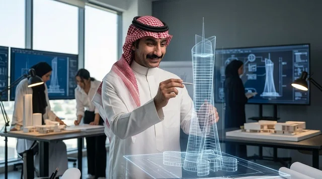مهندس معماري سعودي يصمم ناطحة سحاب هولوغرافية ثلاثية الأبعاد