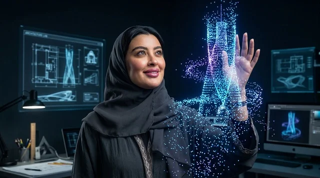 مهندسة معمارية عربية تصمم مبنى باستخدام الهولوجرام