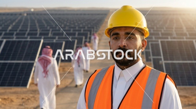 Arab Engineer at Saudi Solar Panels Power Plant