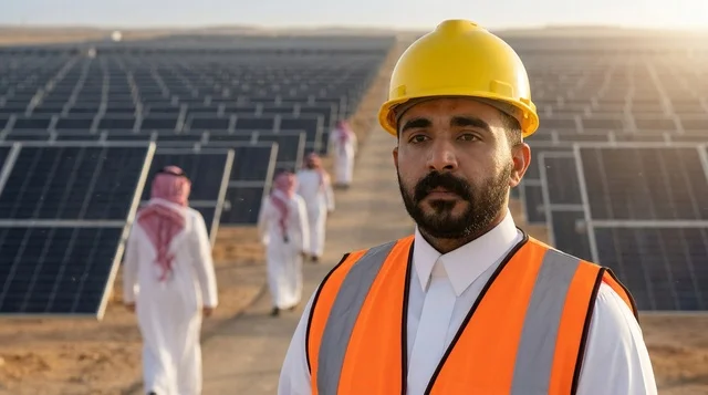 Arab Engineer at Saudi Solar Panels Power Plant