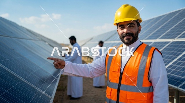 Arab Engineer at Solar Panels Farm