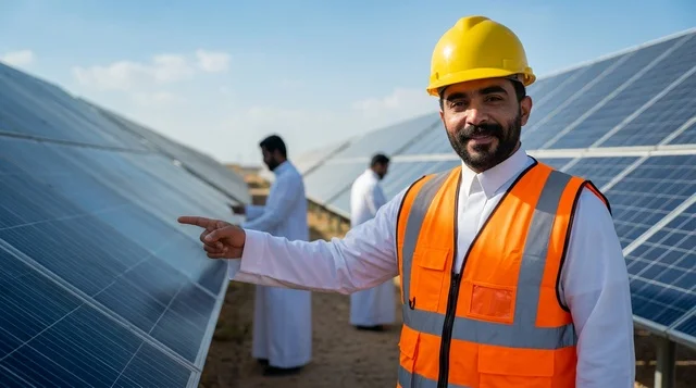 Arab Engineer at Solar Panels Farm