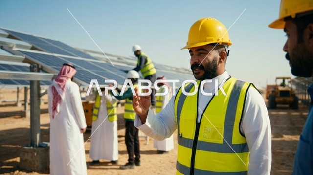 مهندسون سعوديون يعملون في محطة الطاقة الشمسية
