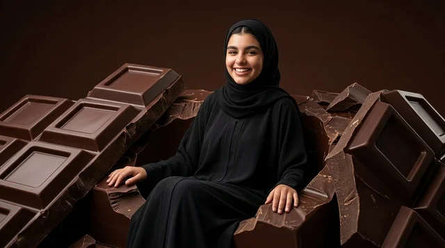 امرأة عربية على عرش من الشوكولاتة