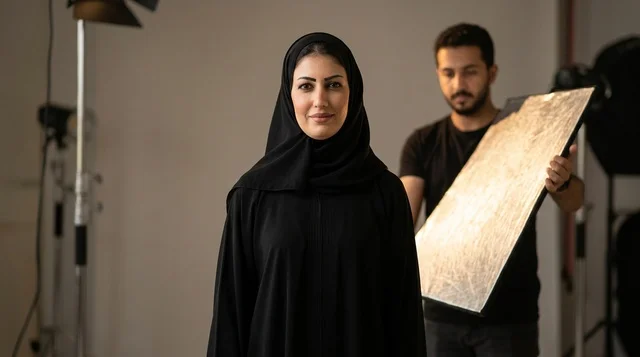 Arab Woman Portrait in Professional Photo Studio Setup Arab Woman Portrait in Professional Photo Studio Setup