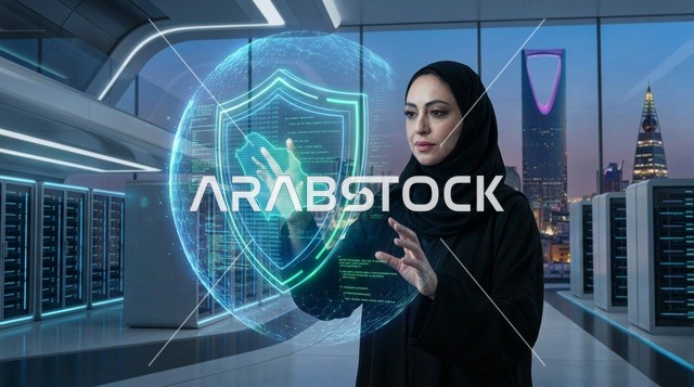 أخصائية أمن سيبراني سعودية في غرفة الخوادم بالرياض