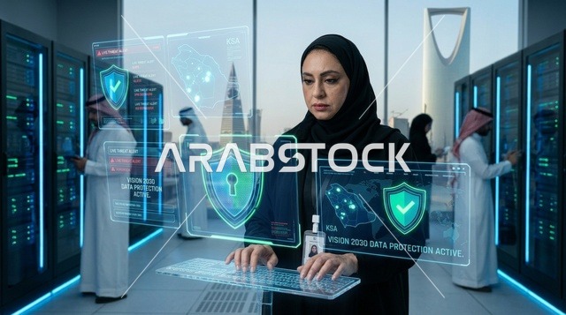 أخصائية أمن سيبراني سعودية في مركز بيانات بالرياض