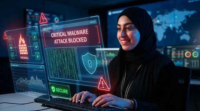 أخصائية أمن سيبراني عربية تواجه الهجمات الإلكترونية