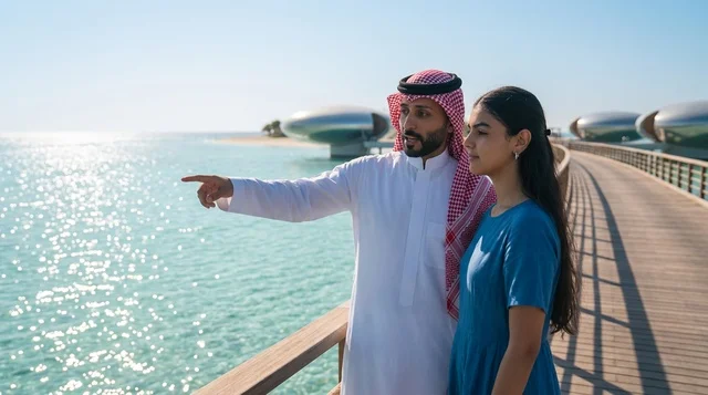 Saudi Couple at Red Sea Luxury Resort in Saudi Arabia