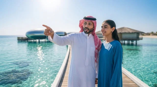 Saudi Couple at Luxury Red Sea Resort Pier