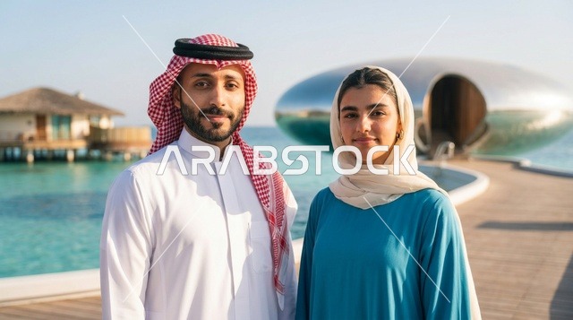 زوجان سعوديان في منتجع البحر الأحمر السياحي الفاخر