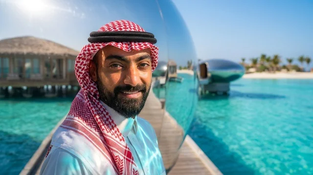 Saudi Man at Luxury Red Sea Overwater Villa Resort