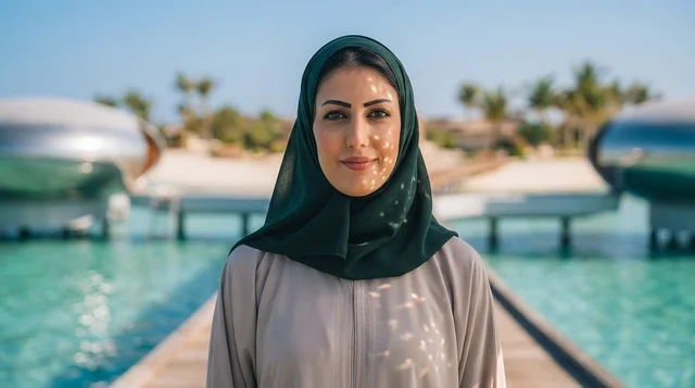 امرأة عربية في منتجع البحر الأحمر الفاخر بالسعودية