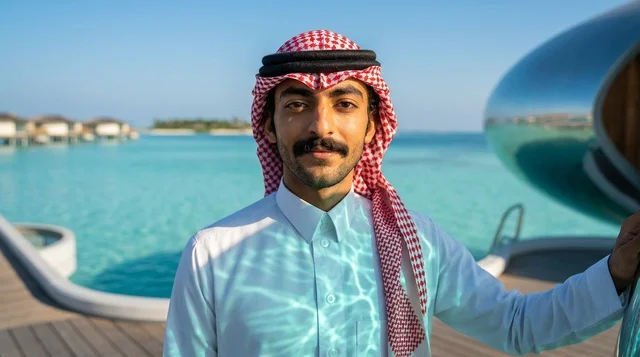 Saudi Man at Luxury Red Sea Resort in Saudi Arabia