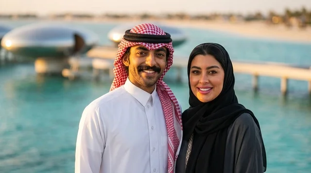زوجان سعوديان في منتجع البحر الأحمر الفاخر بالسعودية