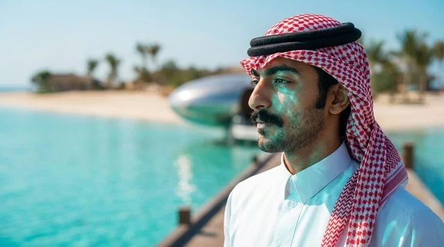 Saudi Man at Luxury Red Sea Resort in Saudi Arabia