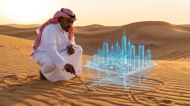 رجل سعودي يخطط لمدينة مستقبلية هولوغرام في الصحراء