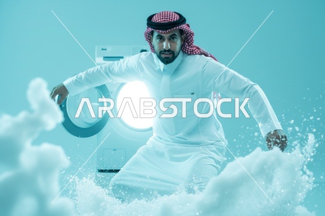 رجل سعودي يتزلج على رغوة صابون الغسيل الإبداعية