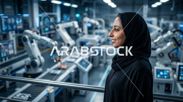 مهندسة عربية في مصنع ذكي ومؤتمت عالي التقنية