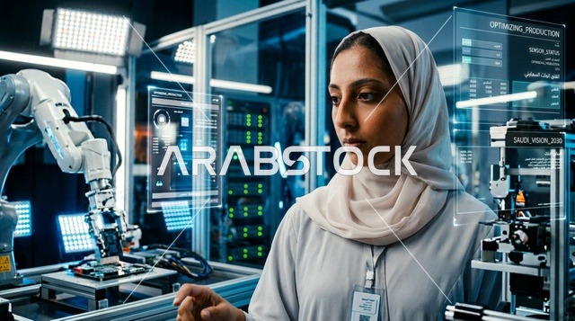 مهندسة سعودية في مختبر الروبوتات والذكاء الاصطناعي
