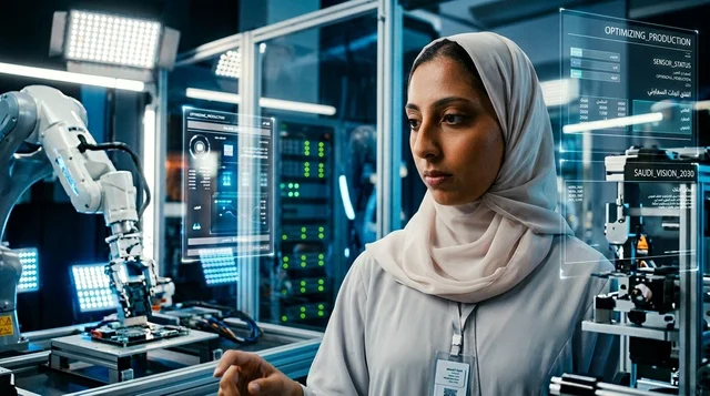 Saudi Female Engineer in High Tech Robotics Laboratory