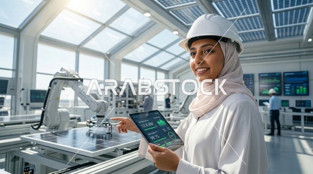 مهندسة عربية تستخدم تقنية الأتمتة في مصنع ألواح شمسية