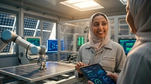 مهندسات عربيات يعملن في مختبر تقنية الطاقة الشمسية