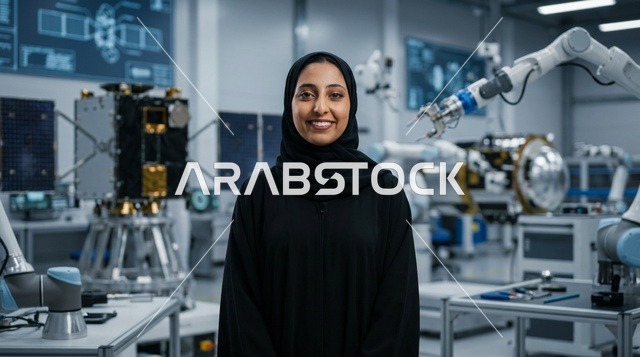 مهندسة فضاء عربية في مختبر تقني متطور