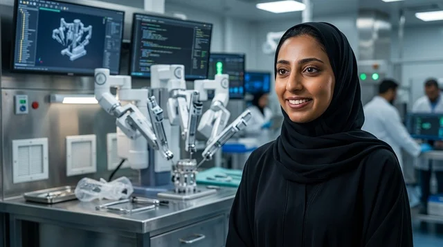 عالمة عربية في مختبر أبحاث الروبوتات الطبية الحديثة