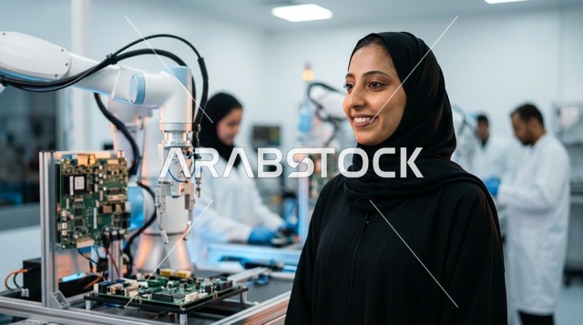 مهندسة عربية في مختبر تقنية الروبوتات والذكاء الاصطناعي
