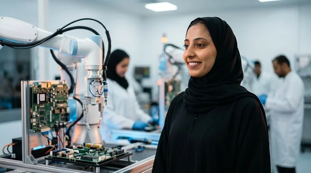 مهندسة عربية في مختبر تقنية الروبوتات والذكاء الاصطناعي
