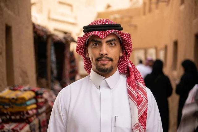 Saudi Man in Traditional Thobe at Saudi Heritage Market