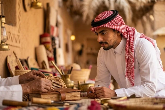 Saudi Man in Traditional Clothing at Heritage Market