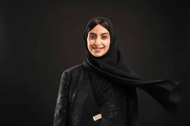 Saudi Businesswoman in Black Abaya Studio Portrait
