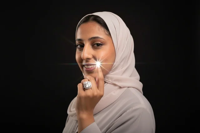 Arab Woman Smiling with Sparkly White Teeth in Studio