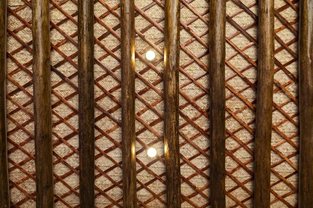 Traditional Omani Woven Palm Ceiling with Wood Beams