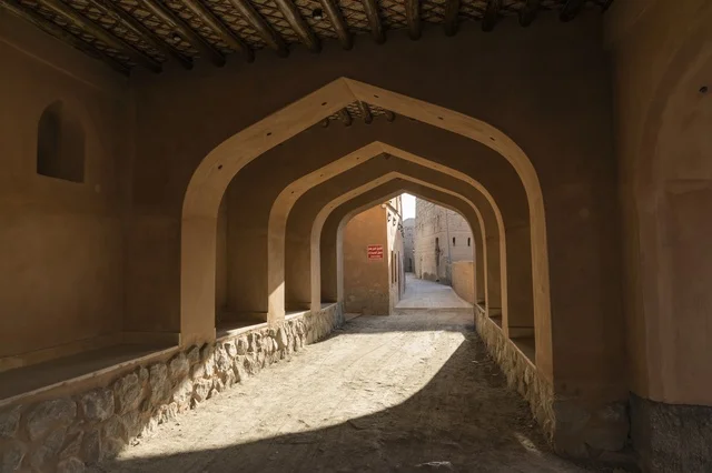 Traditional Mud Brick Archway in Arabian Heritage Village