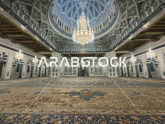 التصميم الداخلي والثرية لجامع السلطان قابوس الأكبر