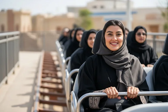 نساء سعوديات يركبن الأفعوانية في مدينة الملاهي