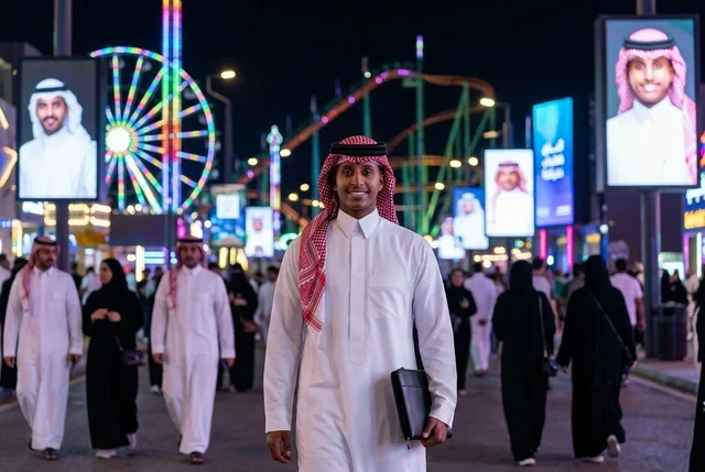 Saudi Man at Riyadh Boulevard Night Entertainment Zone