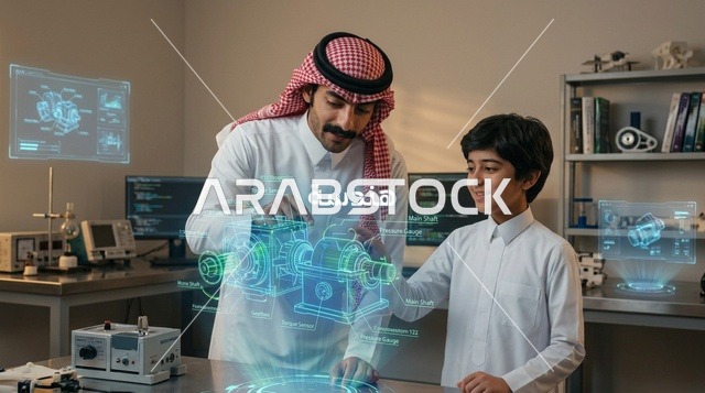 أب وابن سعودي يدرسان الهندسة بتقنية الهولوجرام