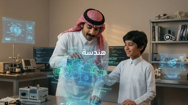 أب وابن سعودي يدرسان الهندسة بتقنية الهولوجرام