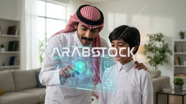 أب وابنه سعوديان يستخدمان تقنية الهولوجرام