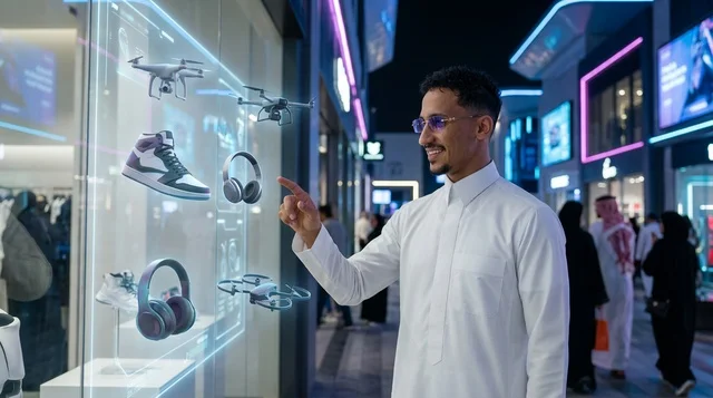 شاب سعودي يستخدم تقنية الهولوغرام في مدينة مستقبلية