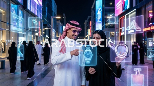 تسوق زوجان سعوديان بالواقع المعزز في الرياض ليلاً