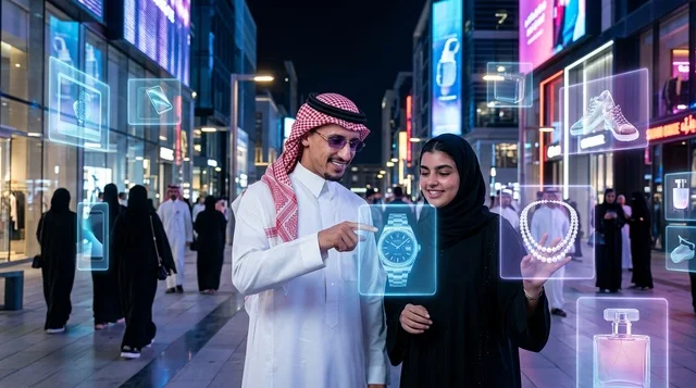تسوق زوجان سعوديان بالواقع المعزز في الرياض ليلاً