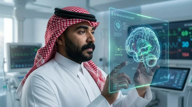 طبيب سعودي يستخدم هولوجرام الدماغ بالذكاء الاصطناعي