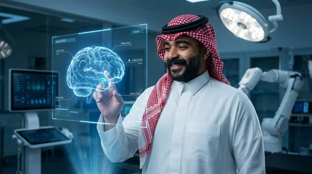 Saudi Doctor Using Futuristic Hologram Brain Scan in Lab